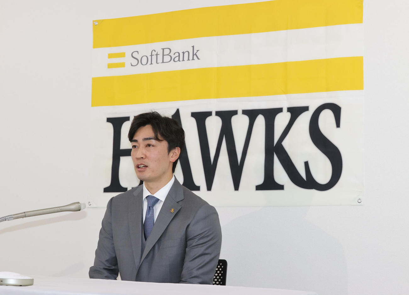 契約更改を終えた和田毅（撮影・梅根麻紀）