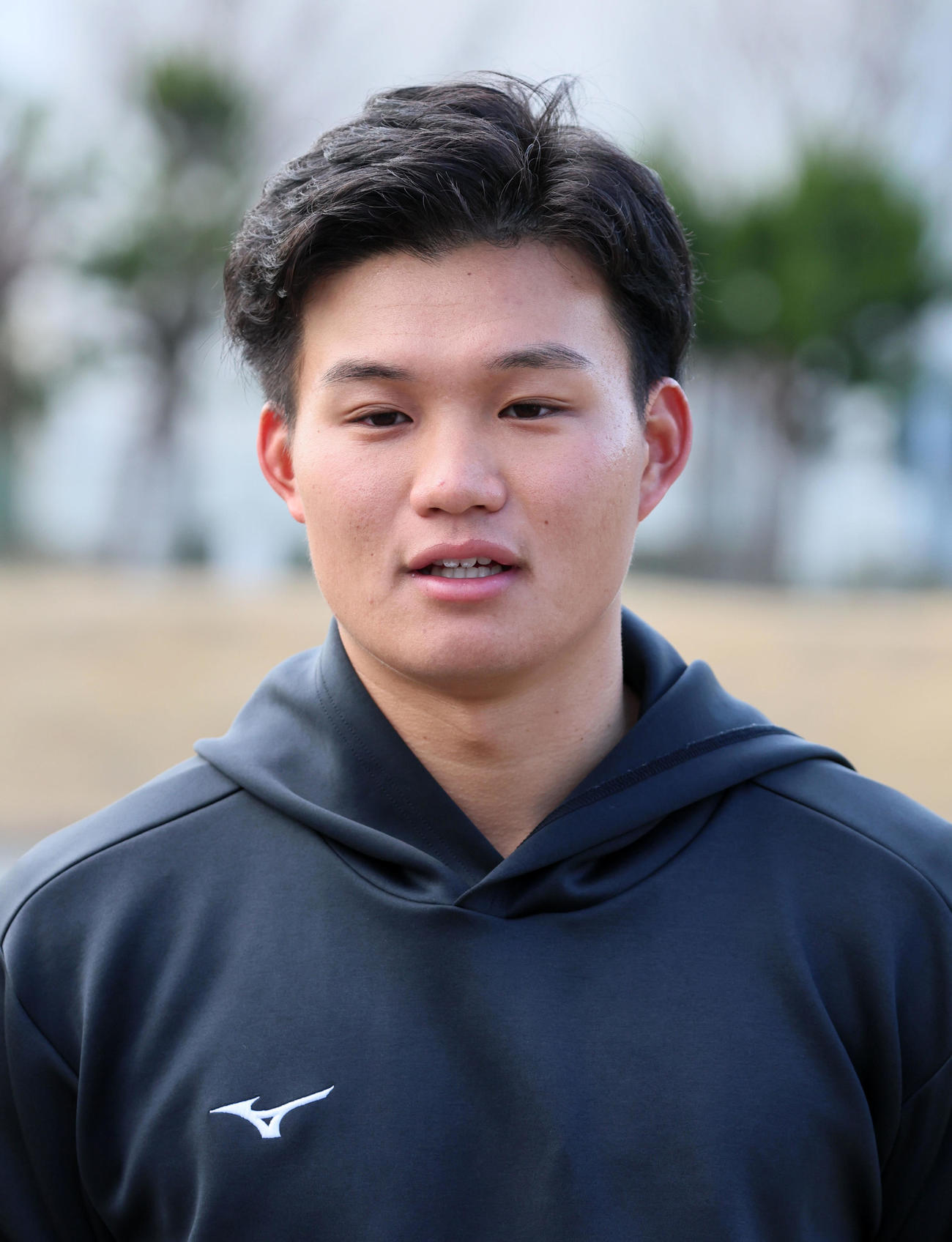 自主トレを公開した森下（撮影・加藤哉）