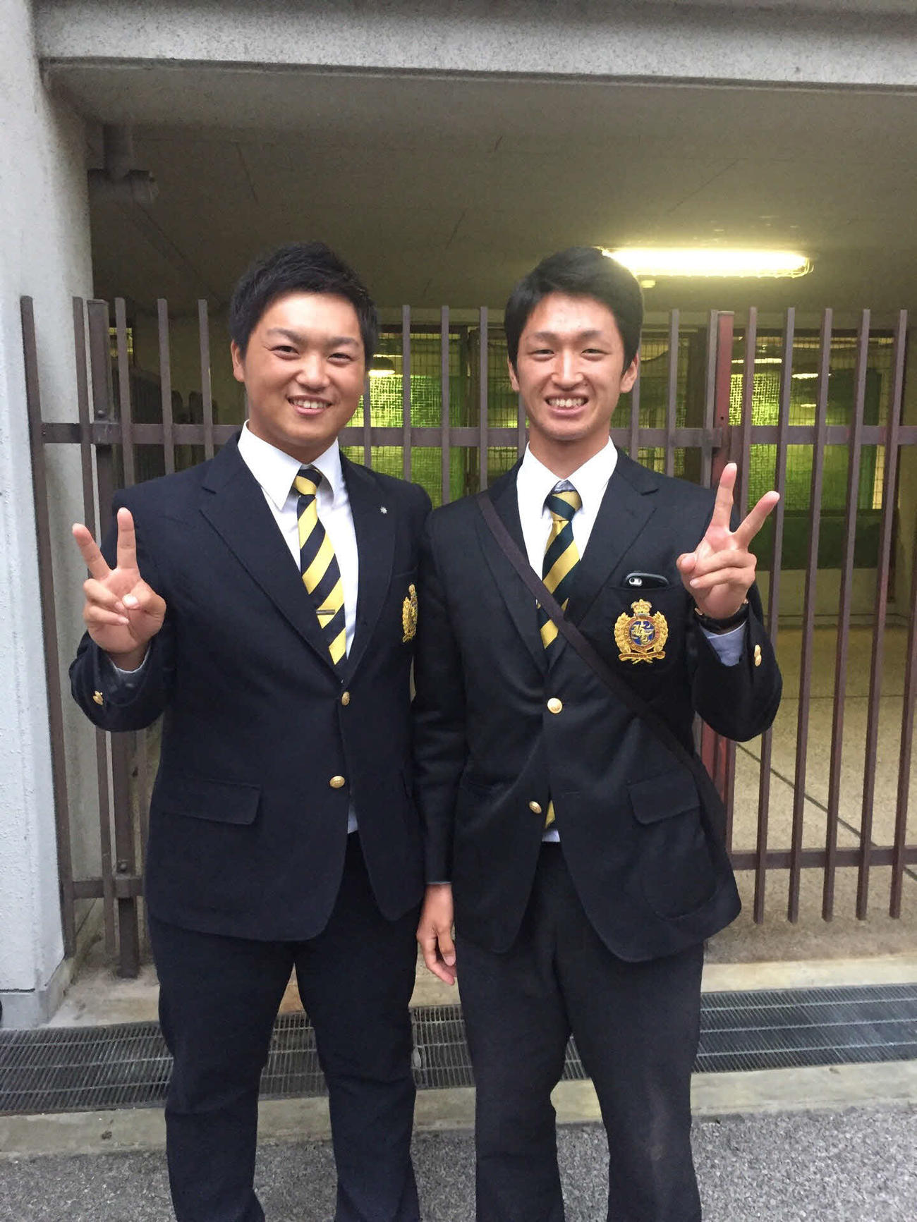 関学大時代の近本（右）と植松マネジャー
