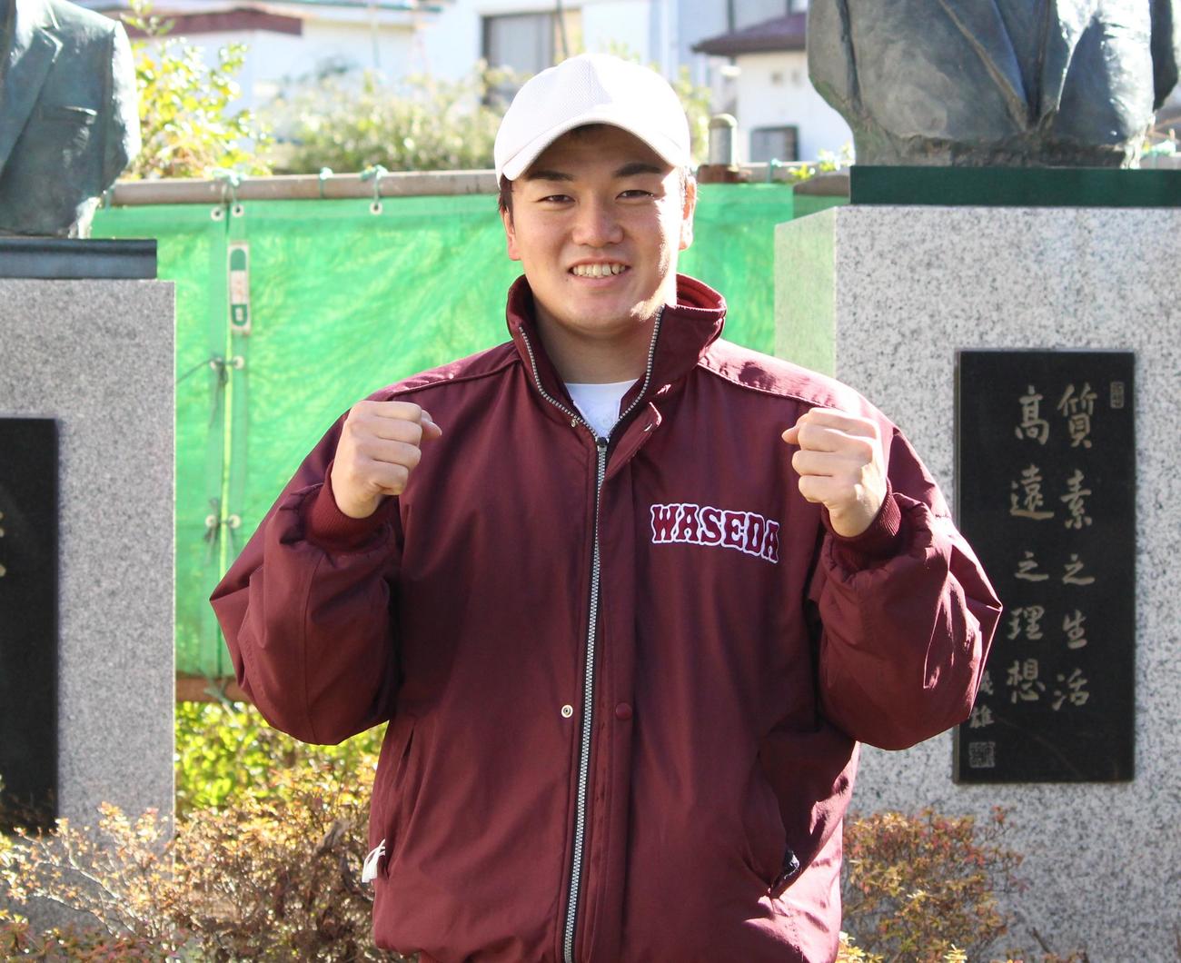 遊撃手に再挑戦する早大・熊田（撮影・保坂恭子）