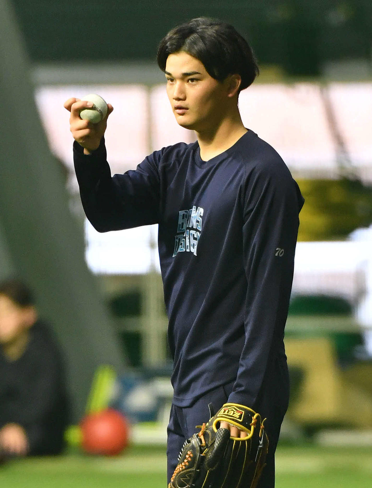 キャッチボールを行う田上（撮影・岩下翔太）