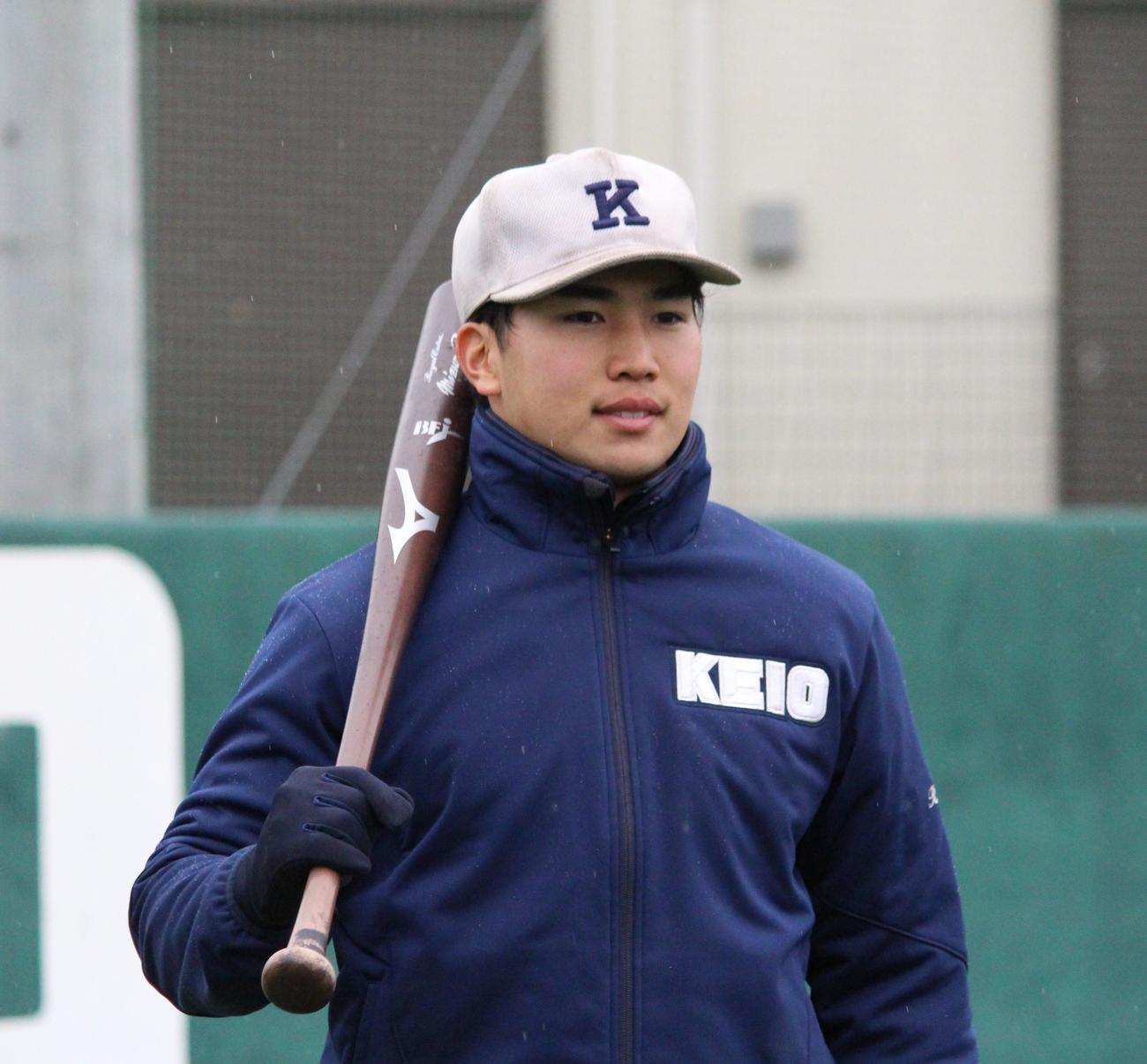 今秋ドラフト候補の慶大・広瀬（撮影・保坂恭子）