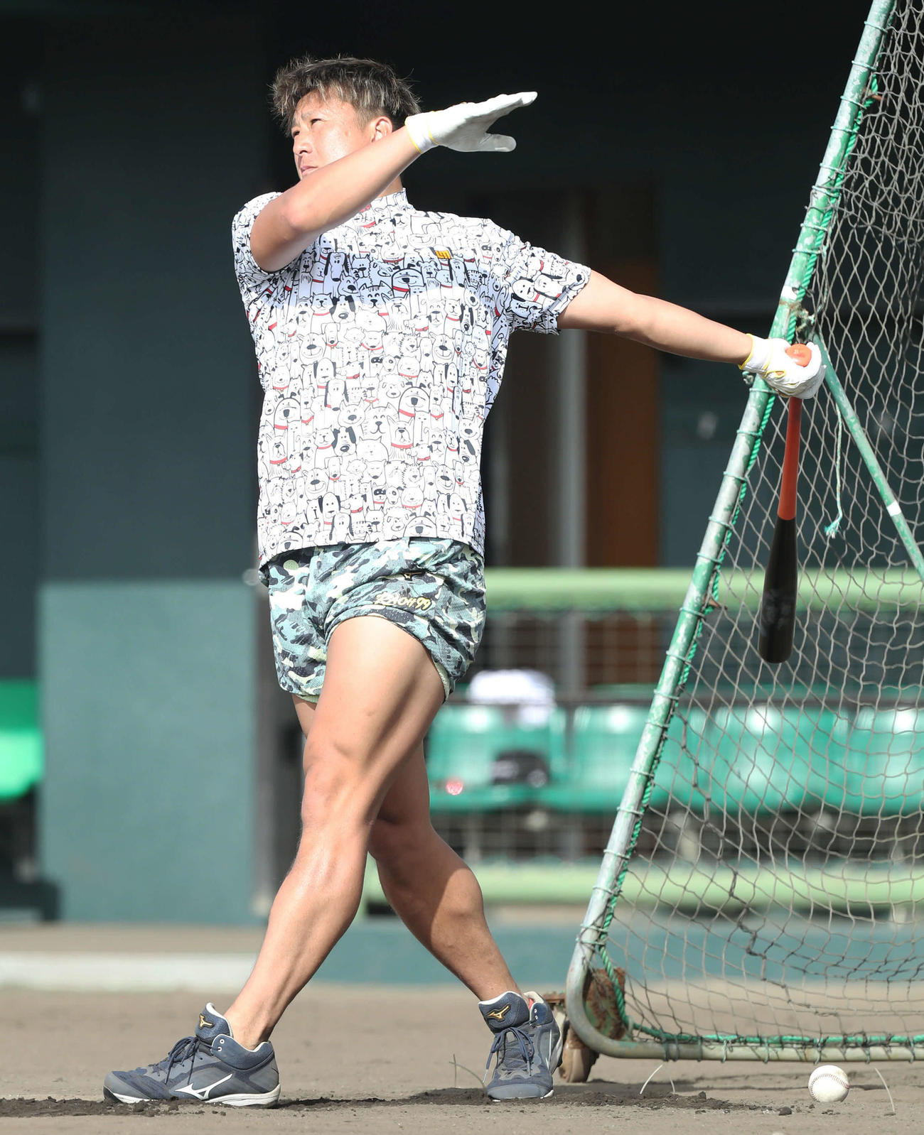 打撃練習をするオリックス杉本（撮影・屋方直哉）