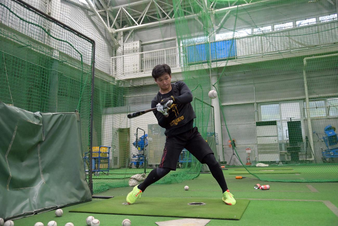 トス打撃をする森下翔太