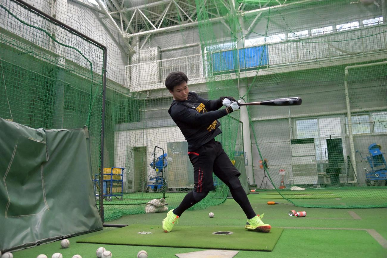 トス打撃をする森下翔太