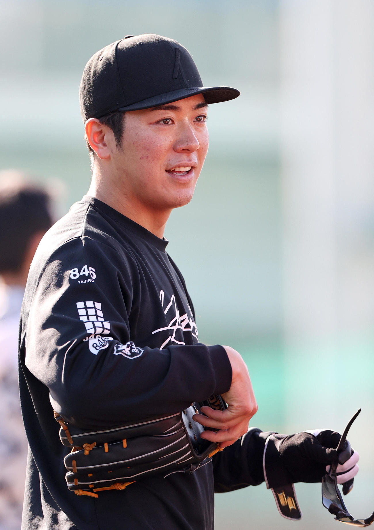 鳴尾浜球場で自主トレする豊田（2023年1月19日撮影）