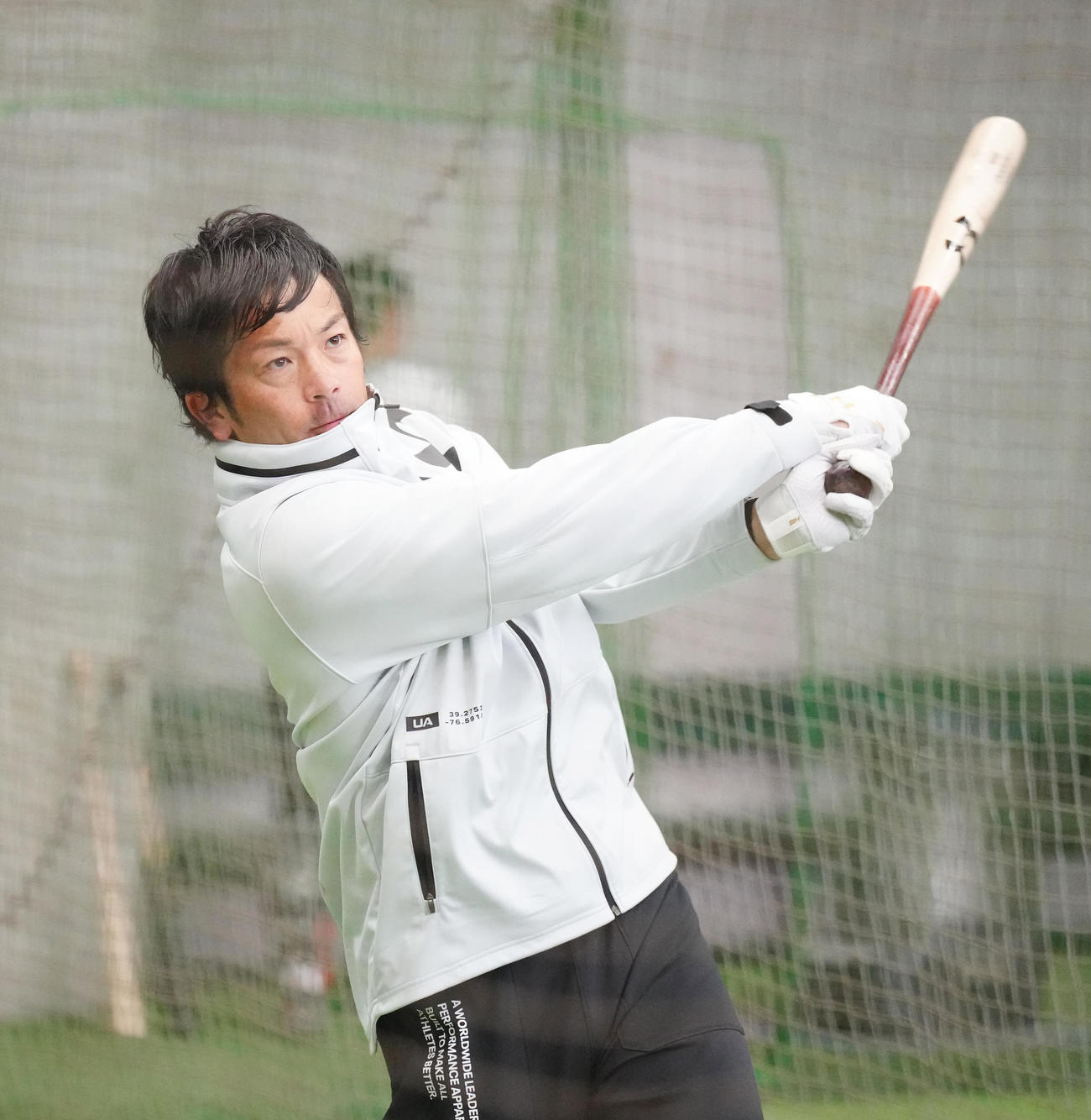 ジャイアンツ球場での自主トレで、打撃練習する巨人松田（撮影・江口和貴）