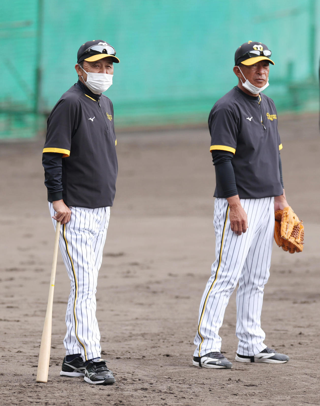 阪神岡田監督（左）と馬場コーチ