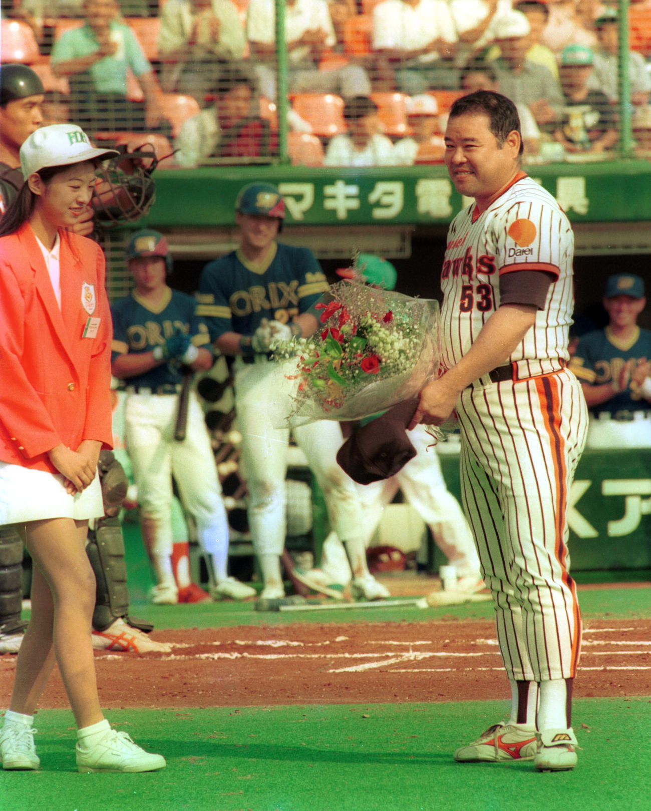91年9月、オリックス戦で通算2500試合出場した門田
