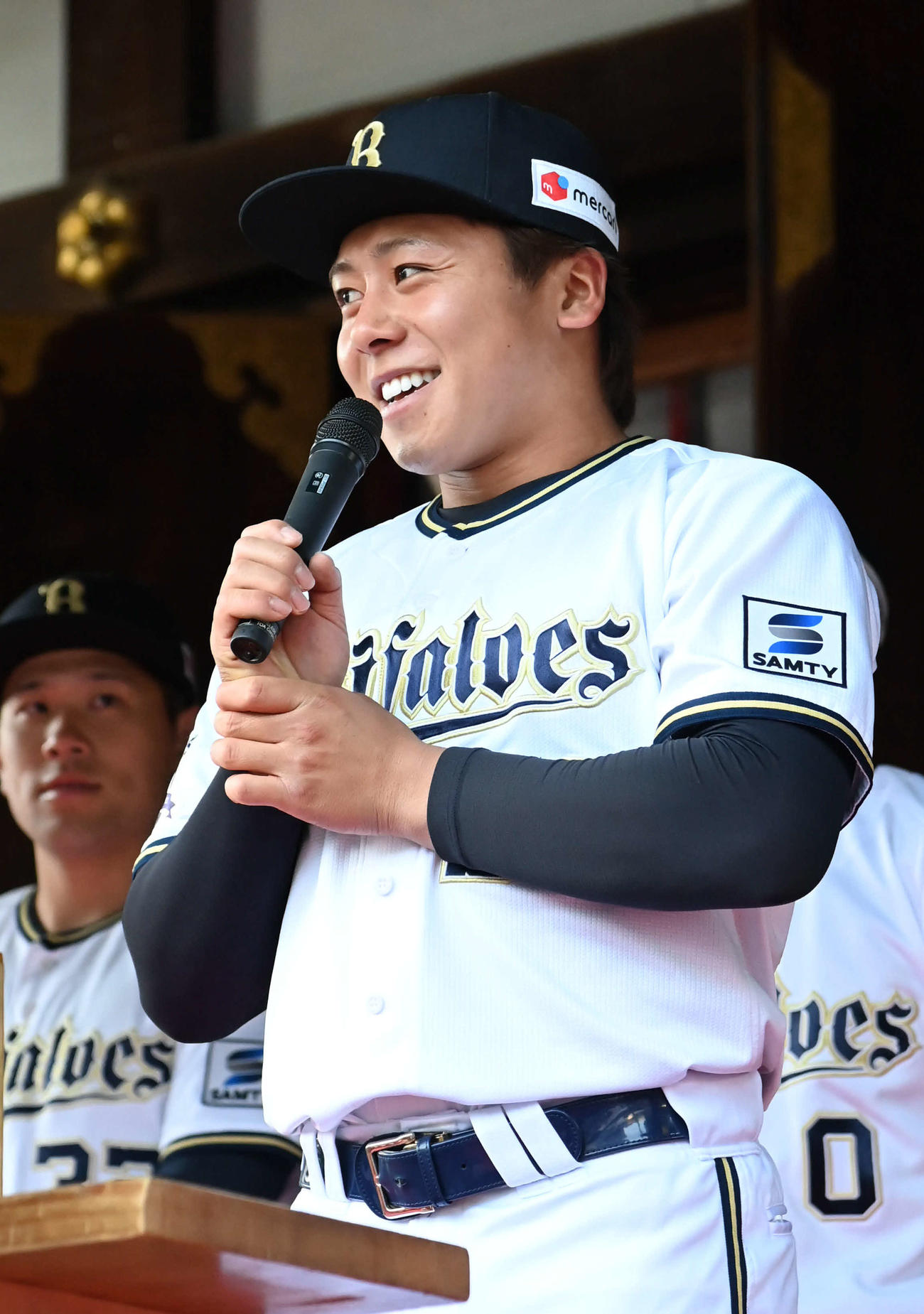 抱負を話すオリックス池田（撮影・石井愛子）