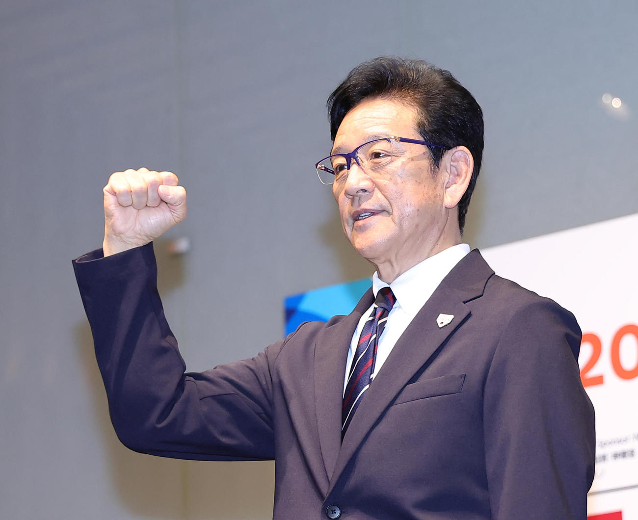 WBCメンバー発表会見で意気込みを語った侍ジャパン栗山監督（撮影・足立雅史）