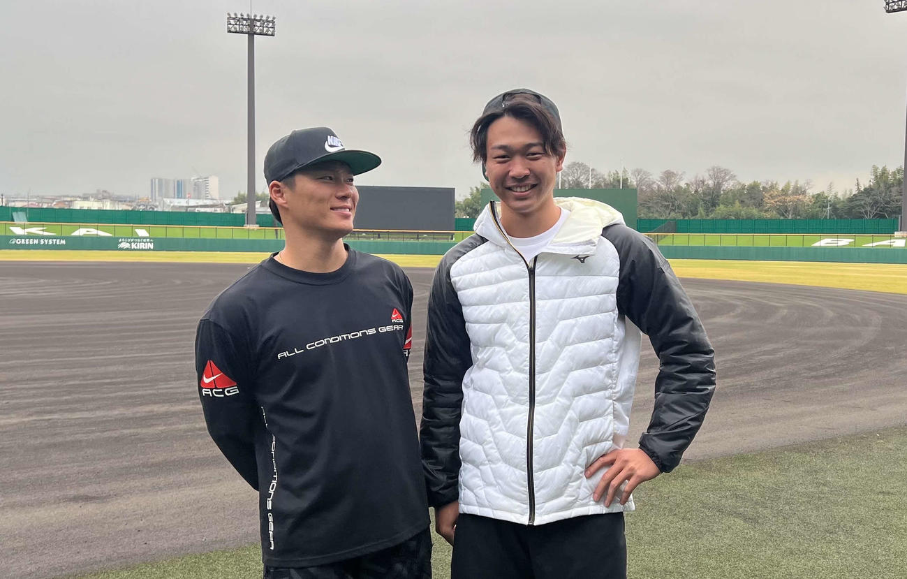 12月から約2カ月間、オリックス山本と自主トレをした中日高橋宏（本人提供）
