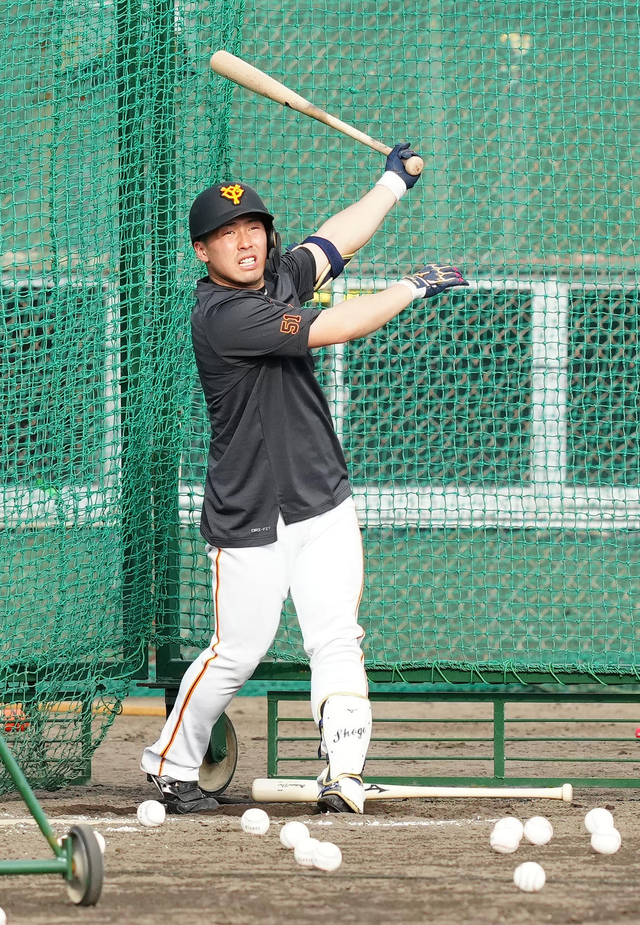打撃練習を行う巨人浅野（2023年2月1日撮影）