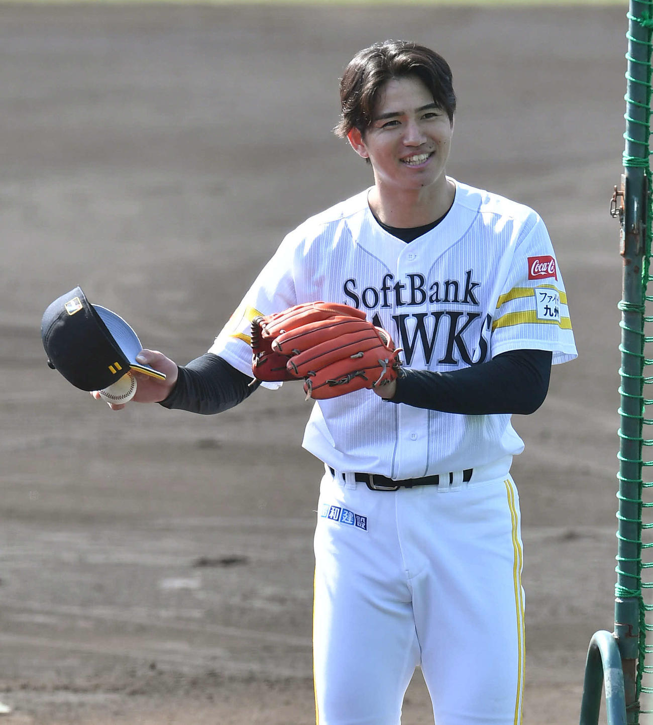 フリー打撃に登板した高橋礼（撮影・岩下翔太）