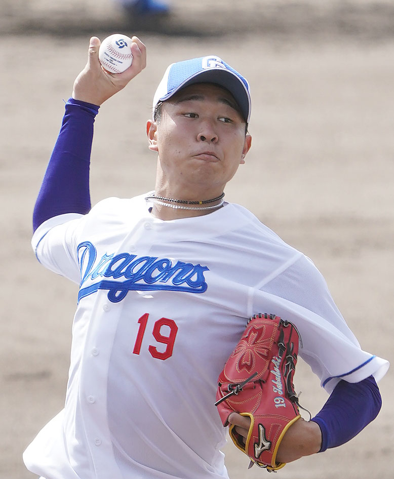 シート打撃練習でWBC球を使用し登板する高橋宏（撮影・森本幸一）