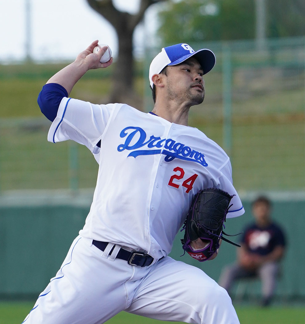 シート打撃練習に登板する福谷（撮影・森本幸一）