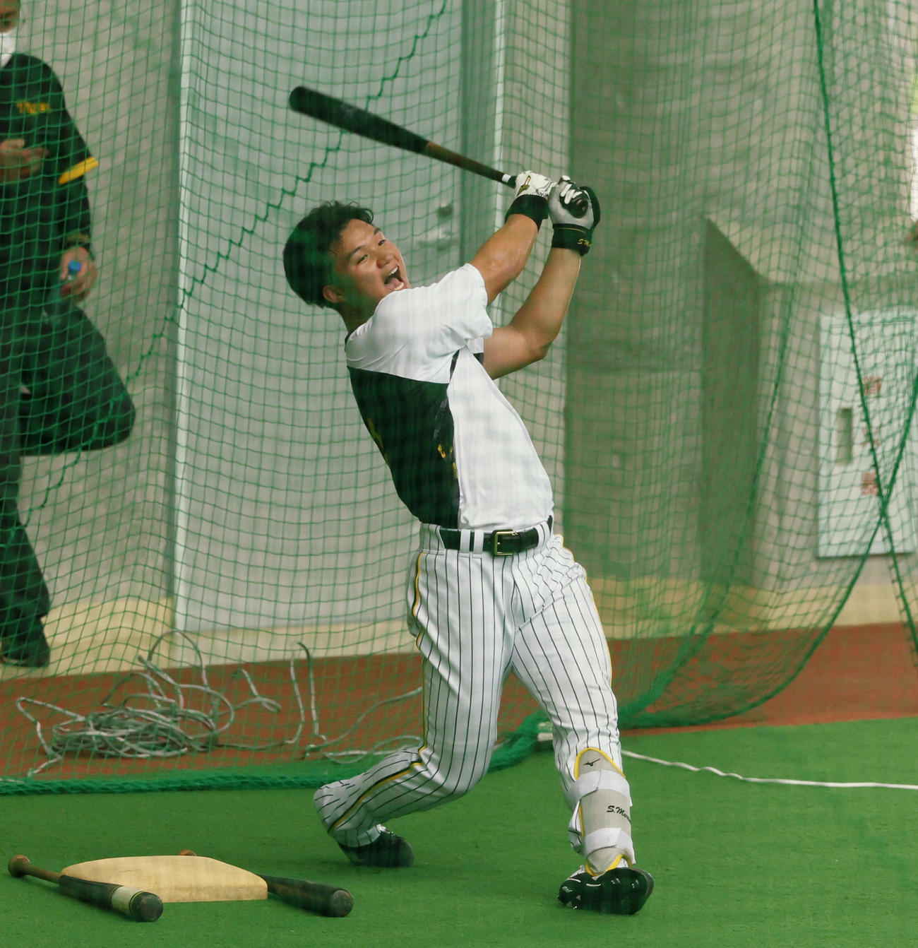 ロングティー打撃を行う森下（撮影・加藤哉）