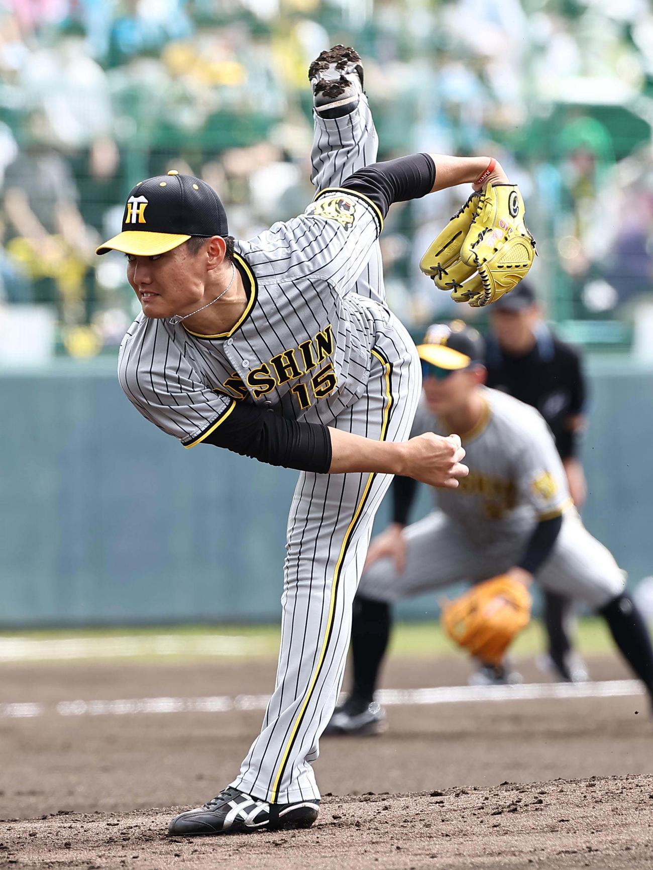 紅白戦　紅組先発の西純（撮影・上田博志）