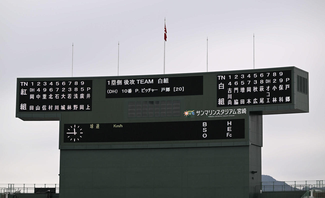 巨人紅白戦のスタメン（撮影・滝沢徹郎）