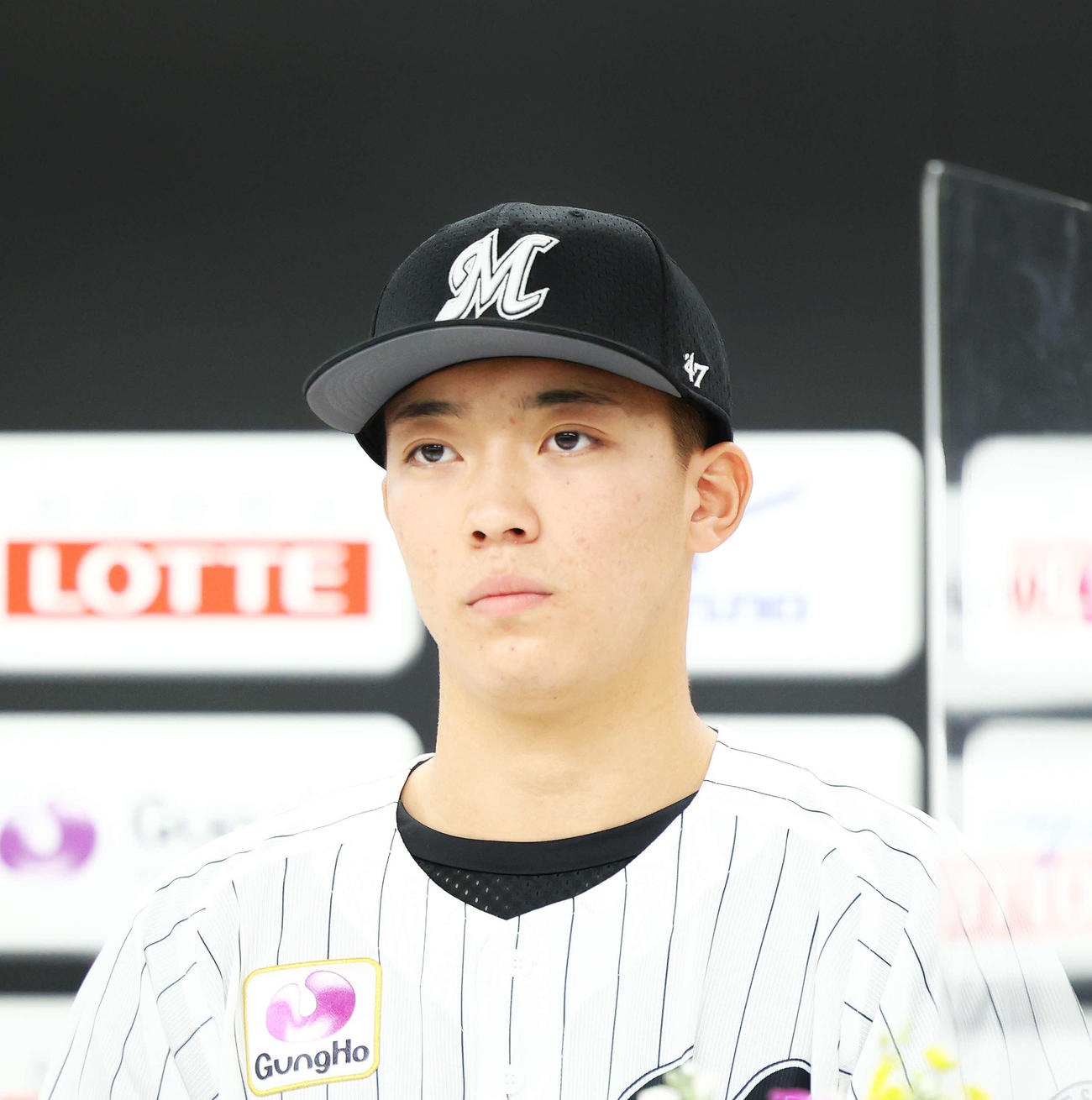 ロッテ新入団選手発表会　ドラフト5位の浦和学院高・金田優太内野手＝2022年12月7日　顔写真