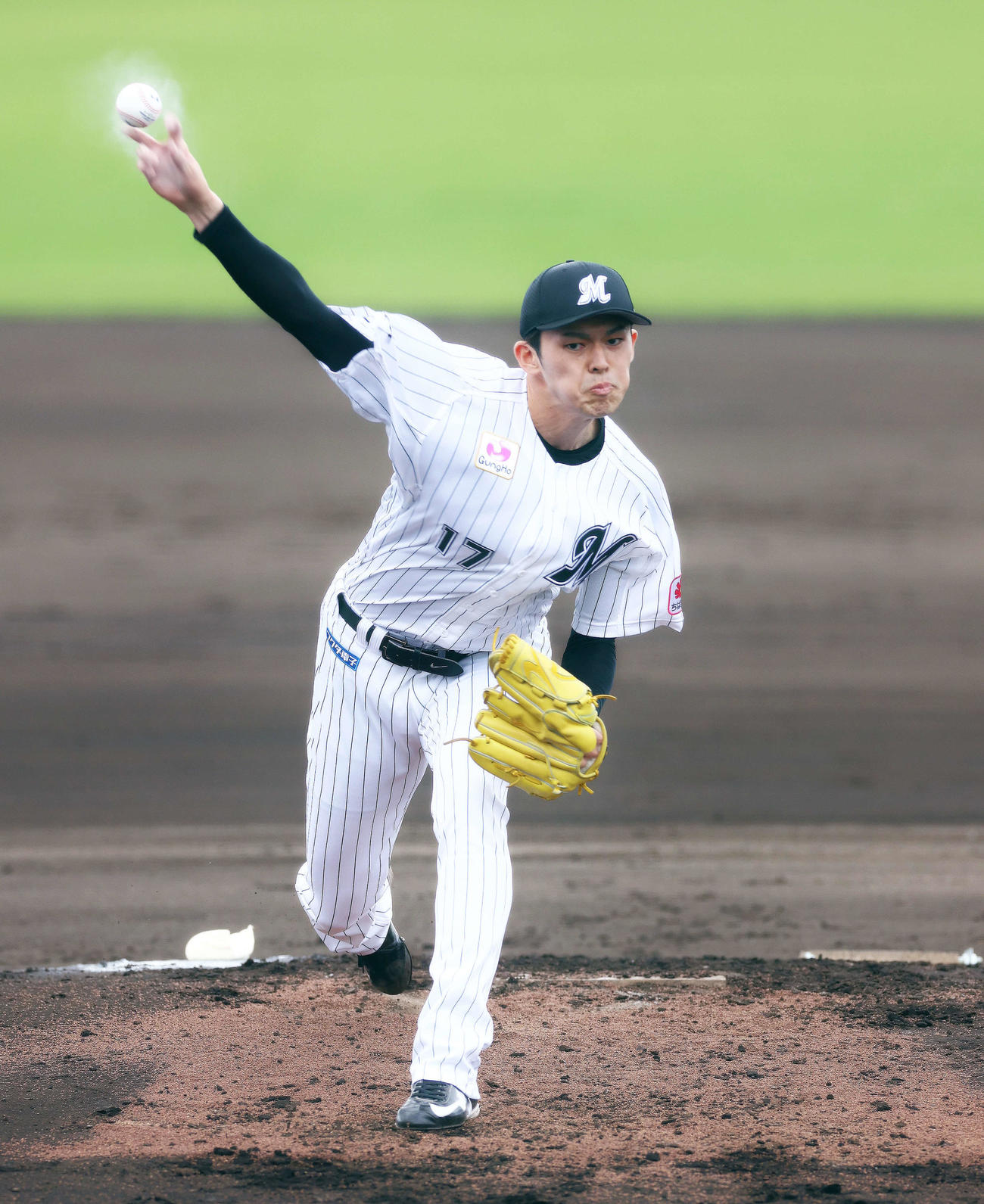 ロッテ対ヤクルト　ロッテ先発の佐々木朗（撮影・河田真司）