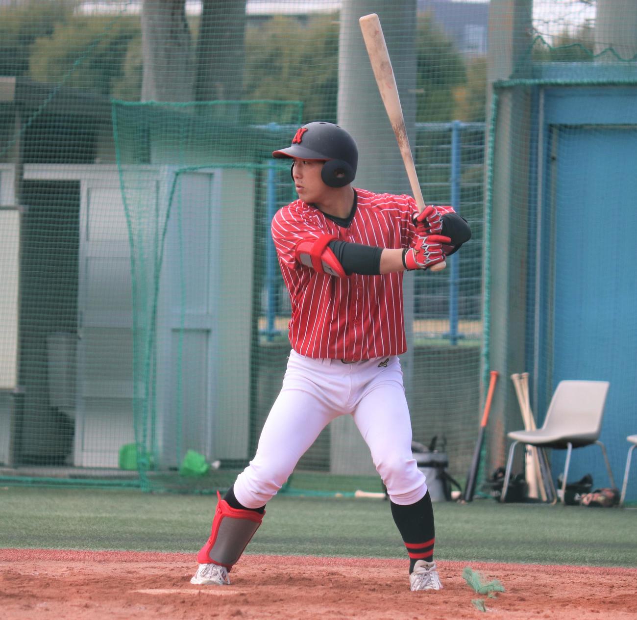 大学野球オープン戦　JR東日本対日大　2打数1安打1打点だった日大・友田（撮影・星夏穂）