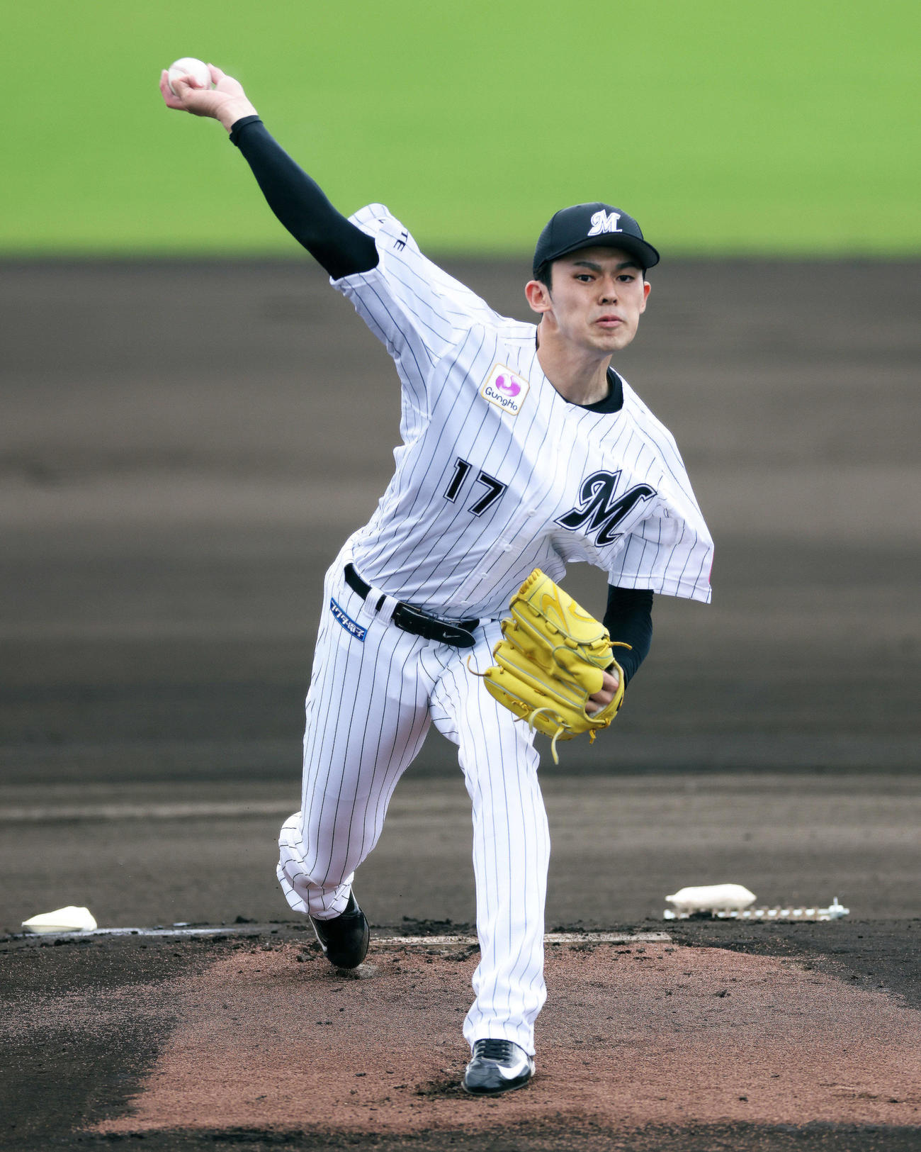 ロッテ対ヤクルト　ロッテ先発で力投する佐々木朗（撮影・河田真司）