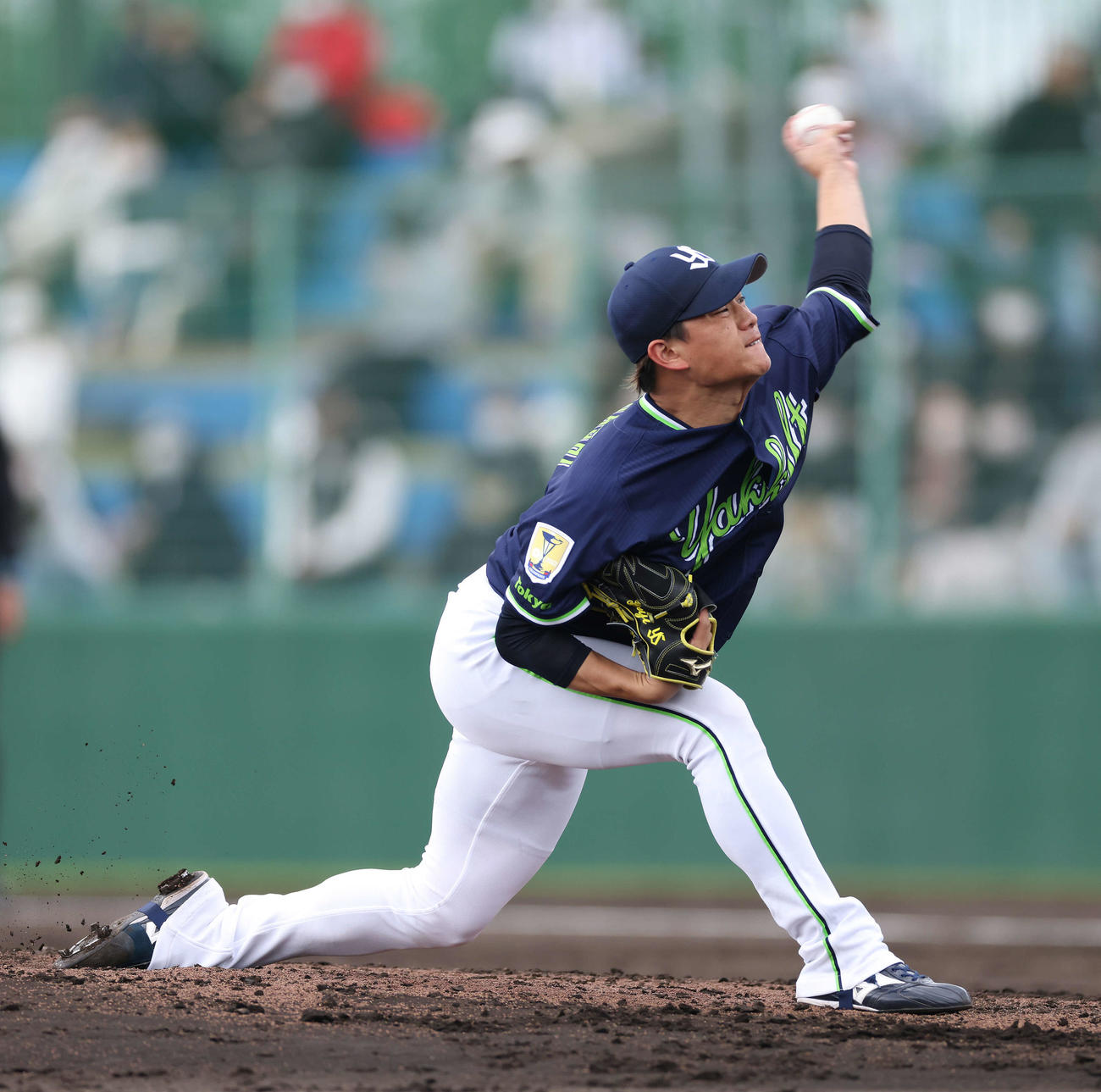 ロッテ対ヤクルト　4回裏、力投する高橋（撮影・河田真司）