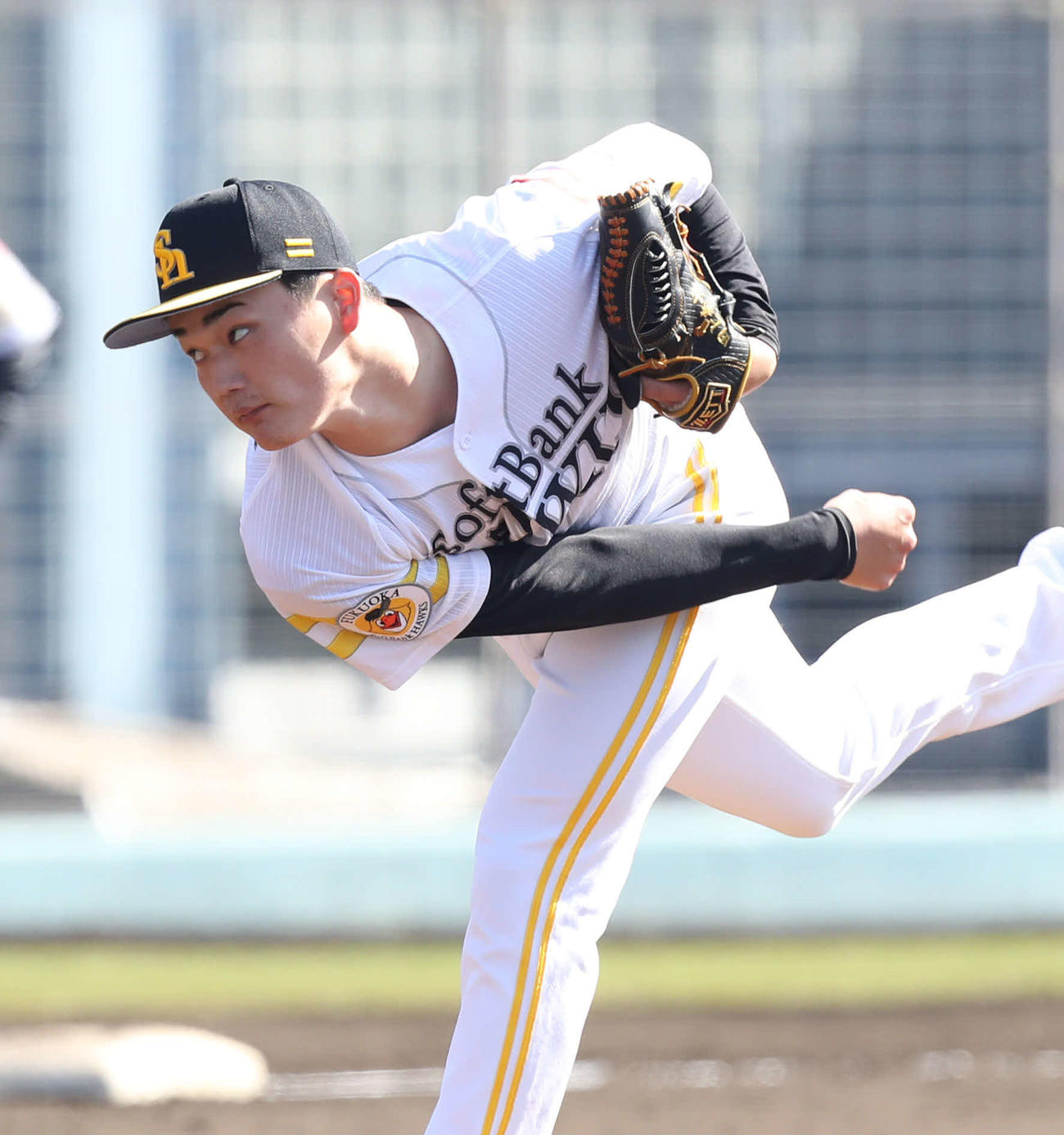 紅白戦の3回表から登板した田上（撮影・屋方直哉）