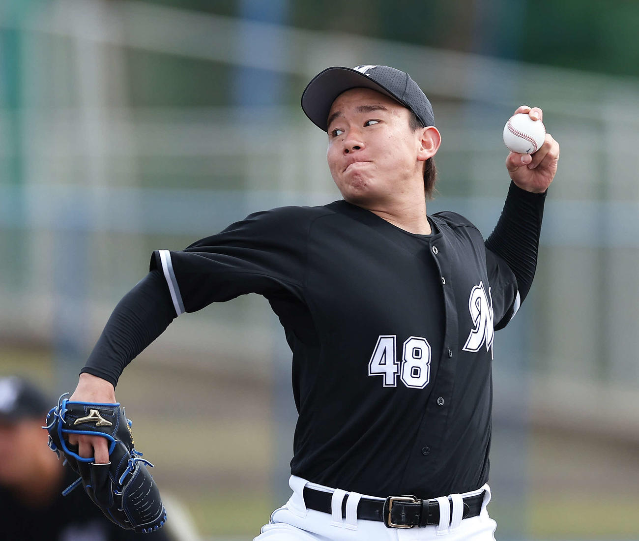 DeNA対ロッテ　3回裏、ロッテ2番手で登板する中村稔（撮影・河田真司）