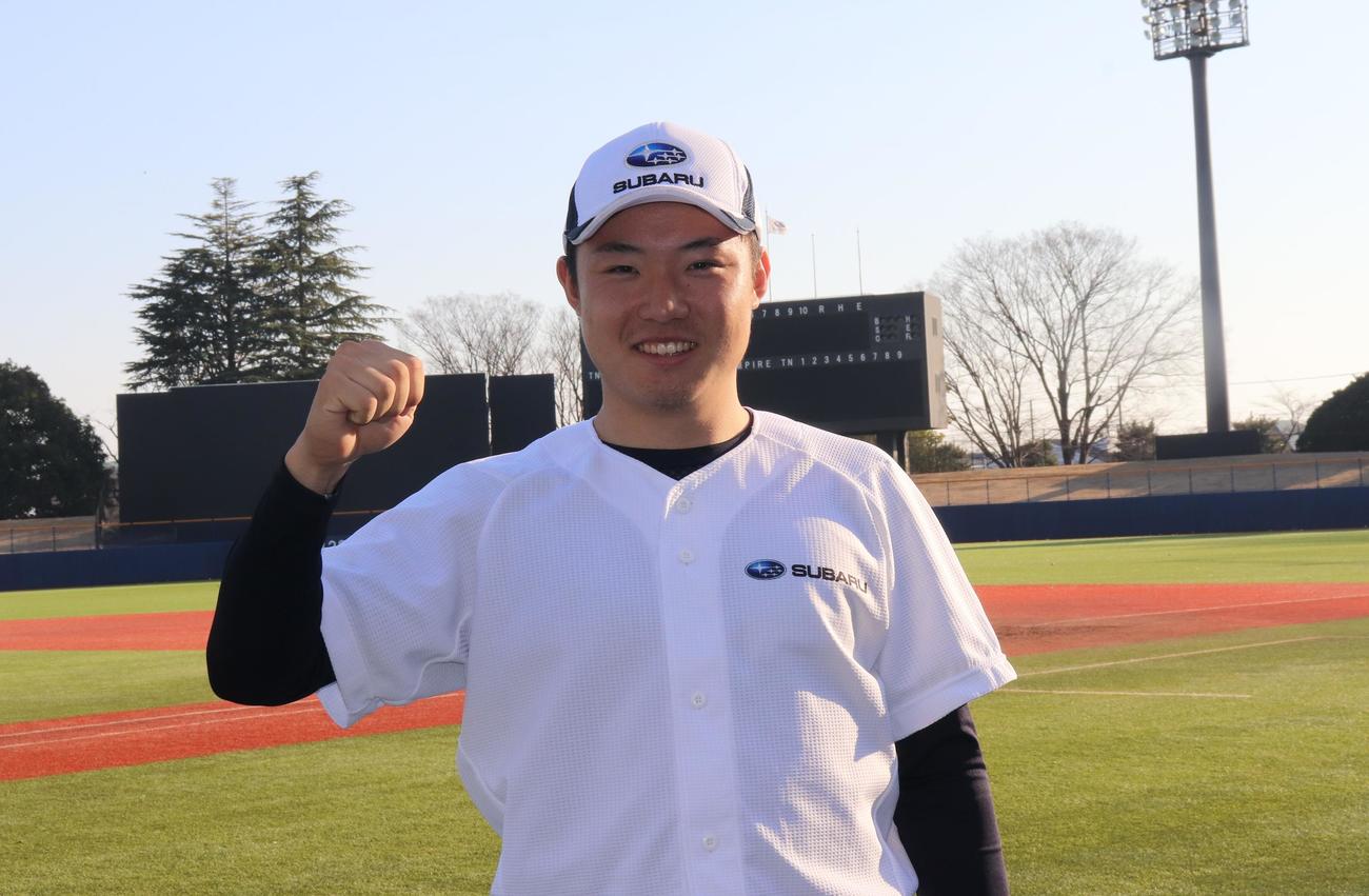 今後の抱負を語ったSUBARUに入団予定の大阪桐蔭・海老根（撮影・星夏穂）