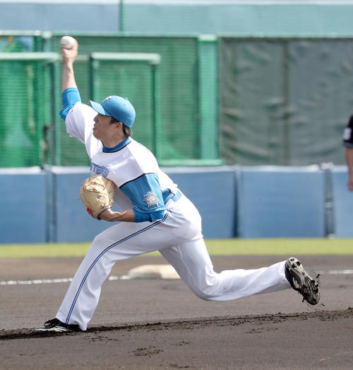 日本ハム対楽天　日本ハム先発の田中正（撮影・佐藤翔太）