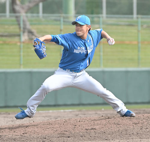 中日対日本ハム　4回裏、日本ハム2番手で登板する河野（撮影・森本幸一）