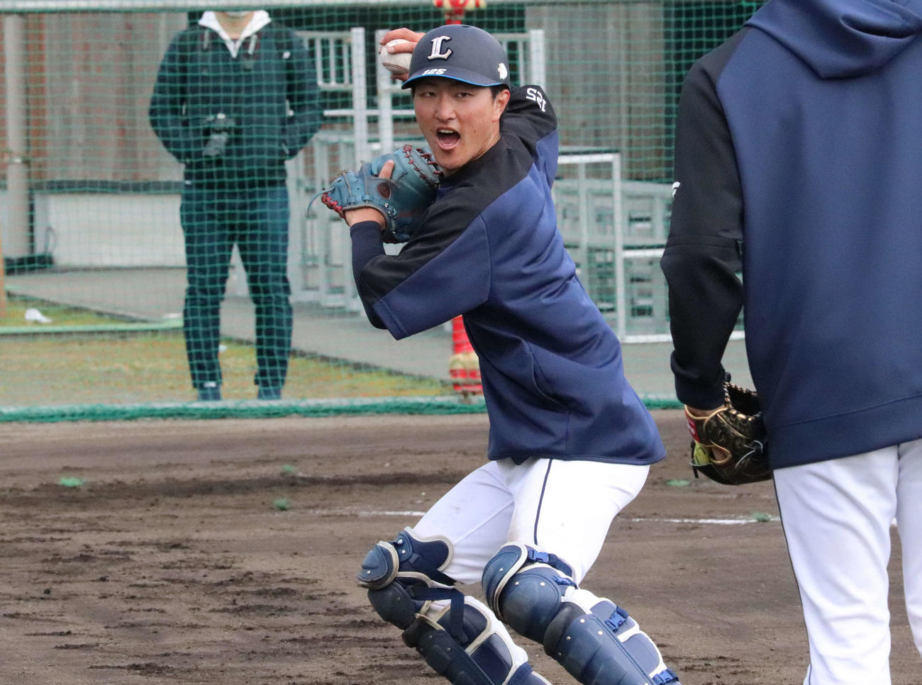 A班キャンプに合流した西武古市（撮影・金子真仁）