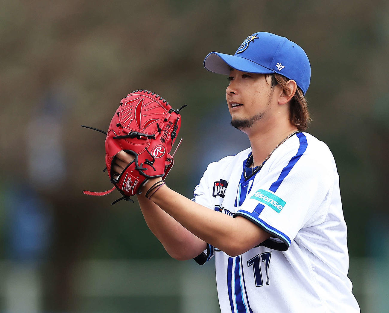 DeNA対ロッテ　7回表、DeNA4番手で登板する三嶋（撮影・河田真司）