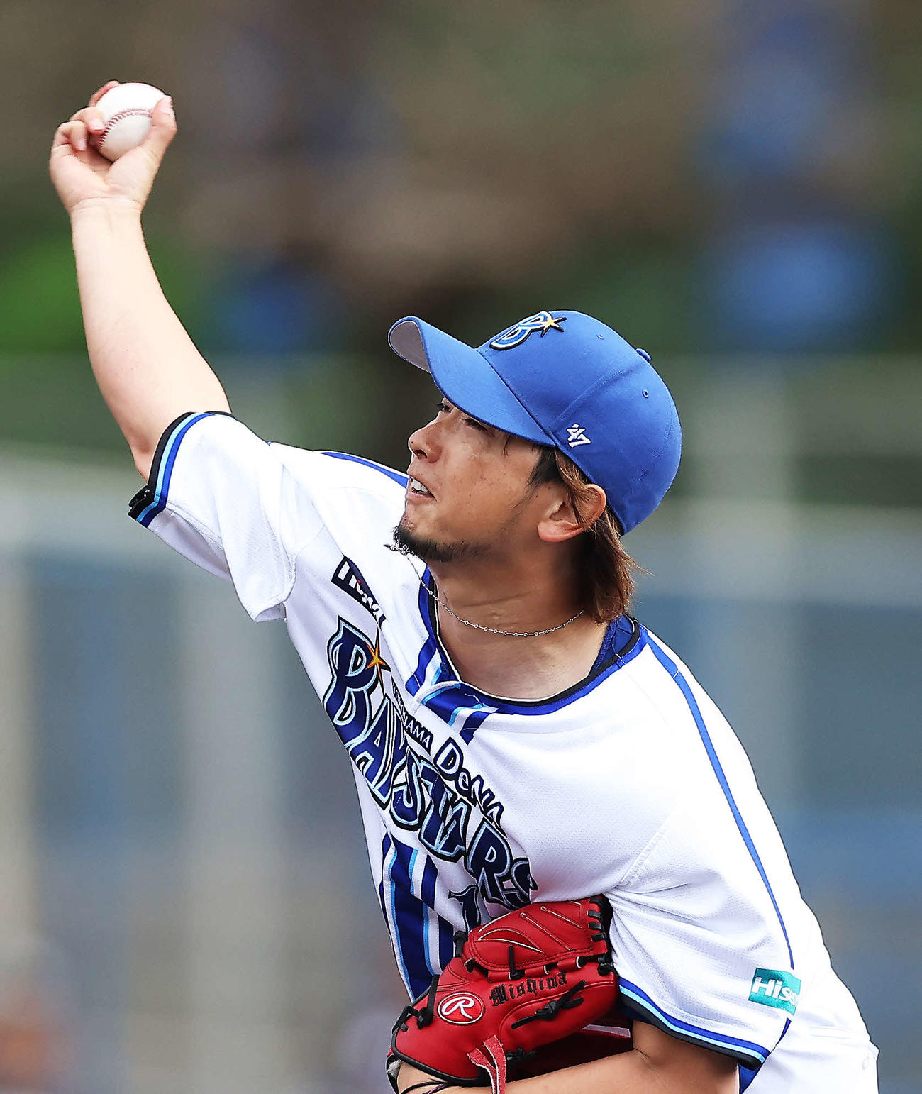 DeNA対ロッテ　7回表、DeNA4番手で登板する三嶋（撮影・河田真司）