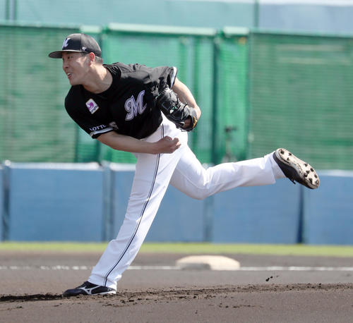 日本ハム対ロッテ　ロッテ先発の西野（撮影・佐藤翔太）