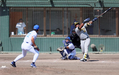 中日対阪神　5回表阪神1死一塁、ミエセスは三振に倒れる。投手は大野雄（撮影・加藤哉）