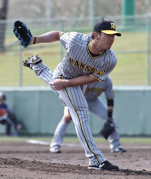 中日対阪神練習試合　阪神2番手の伊藤将（撮影・上田博志）