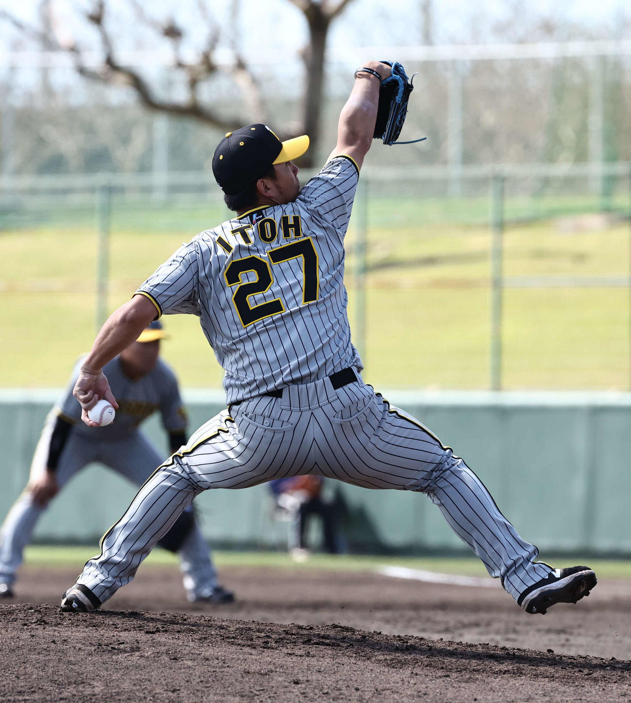 中日対阪神練習試合　阪神2番手の伊藤将（撮影・上田博志）