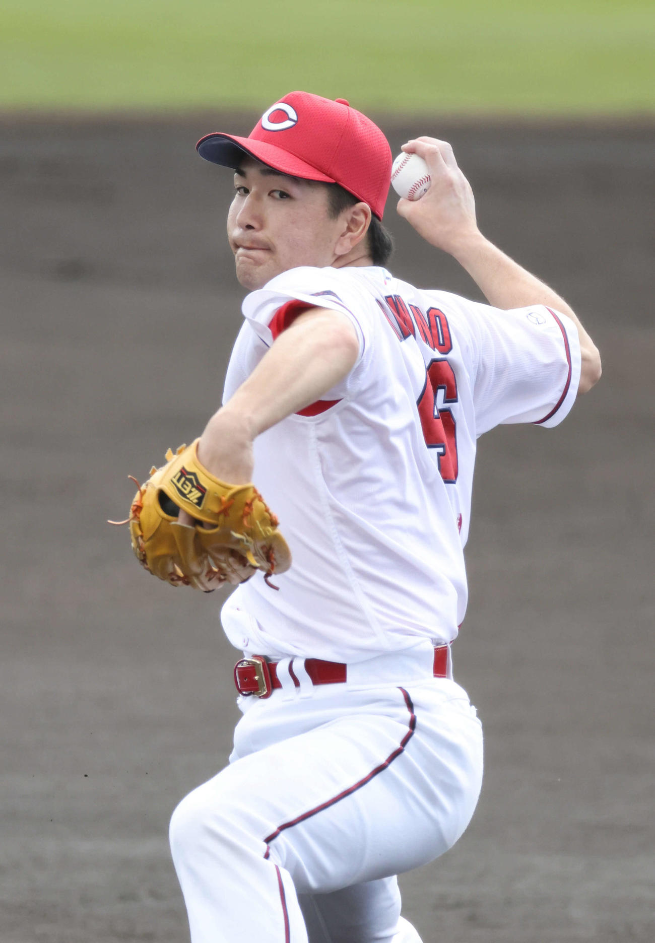 練習試合広島対楽天　広島先発、ドラフト5位の河野（撮影・加藤孝規）