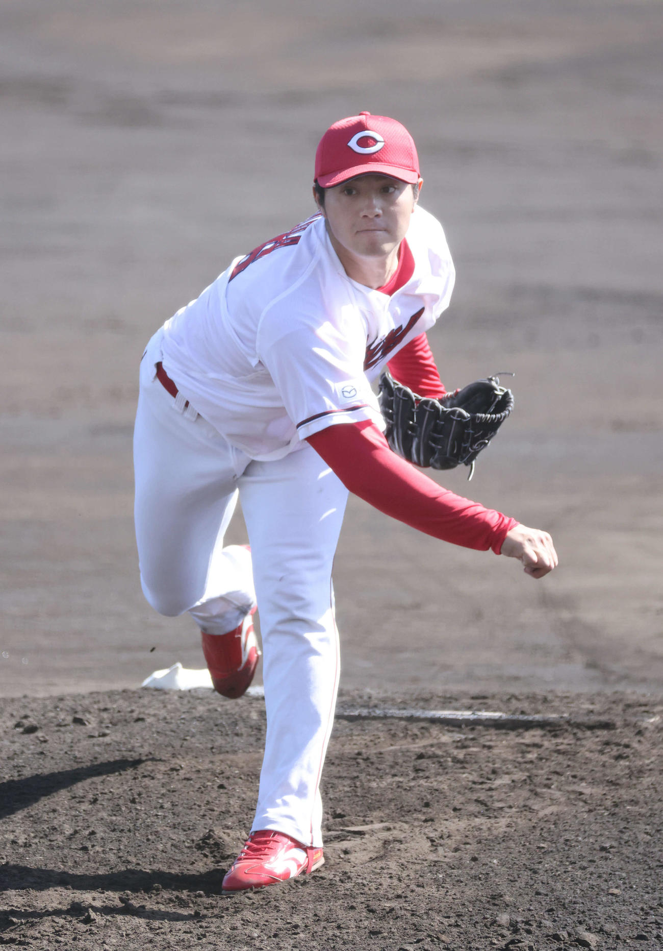 練習試合広島対楽天　6回表楽天、広島4番手、ドラフト3位の益田（撮影・加藤孝規）