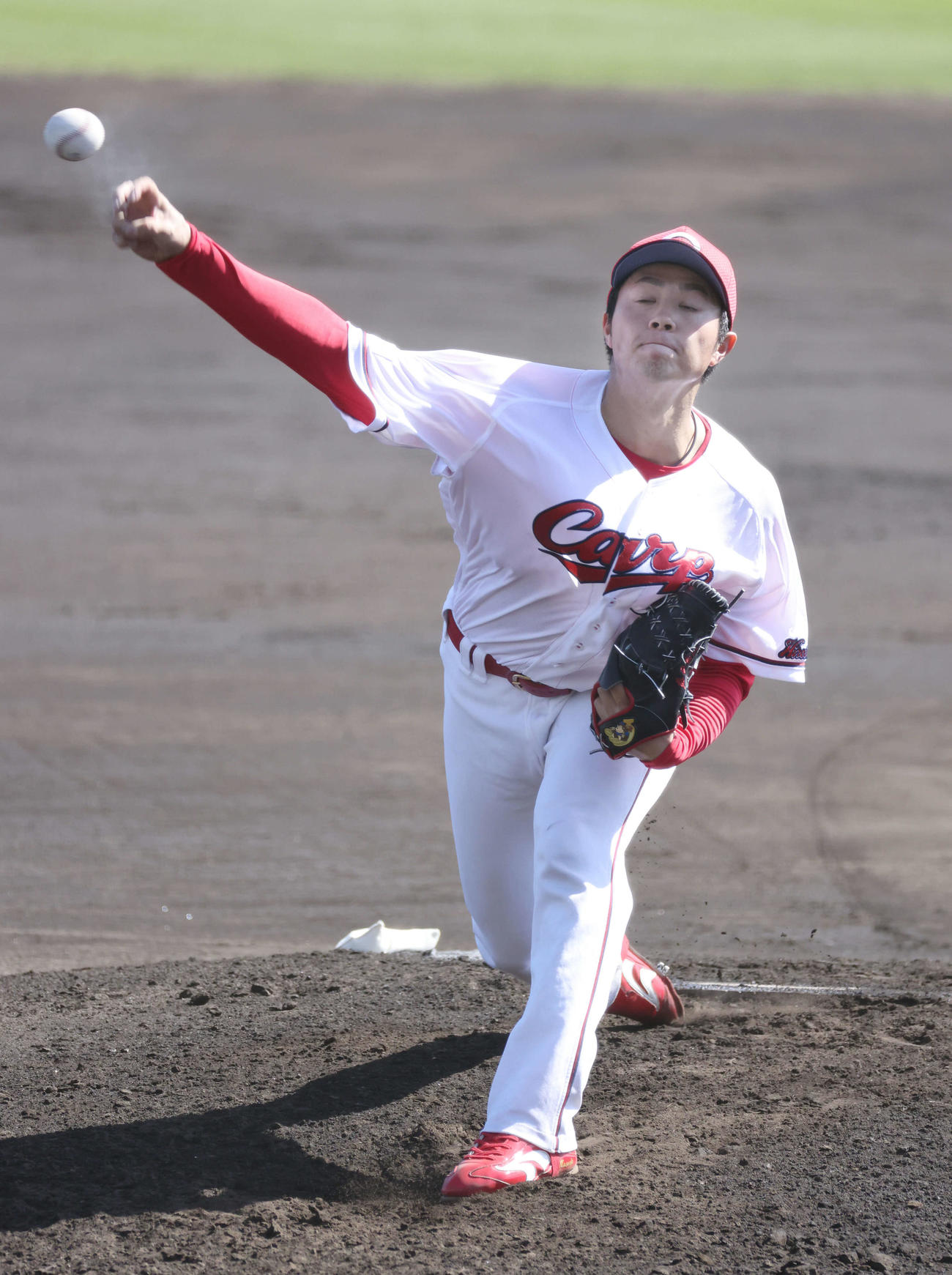 練習試合広島対楽天　6回表楽天、広島4番手、ドラフト3位の益田（撮影・加藤孝規）