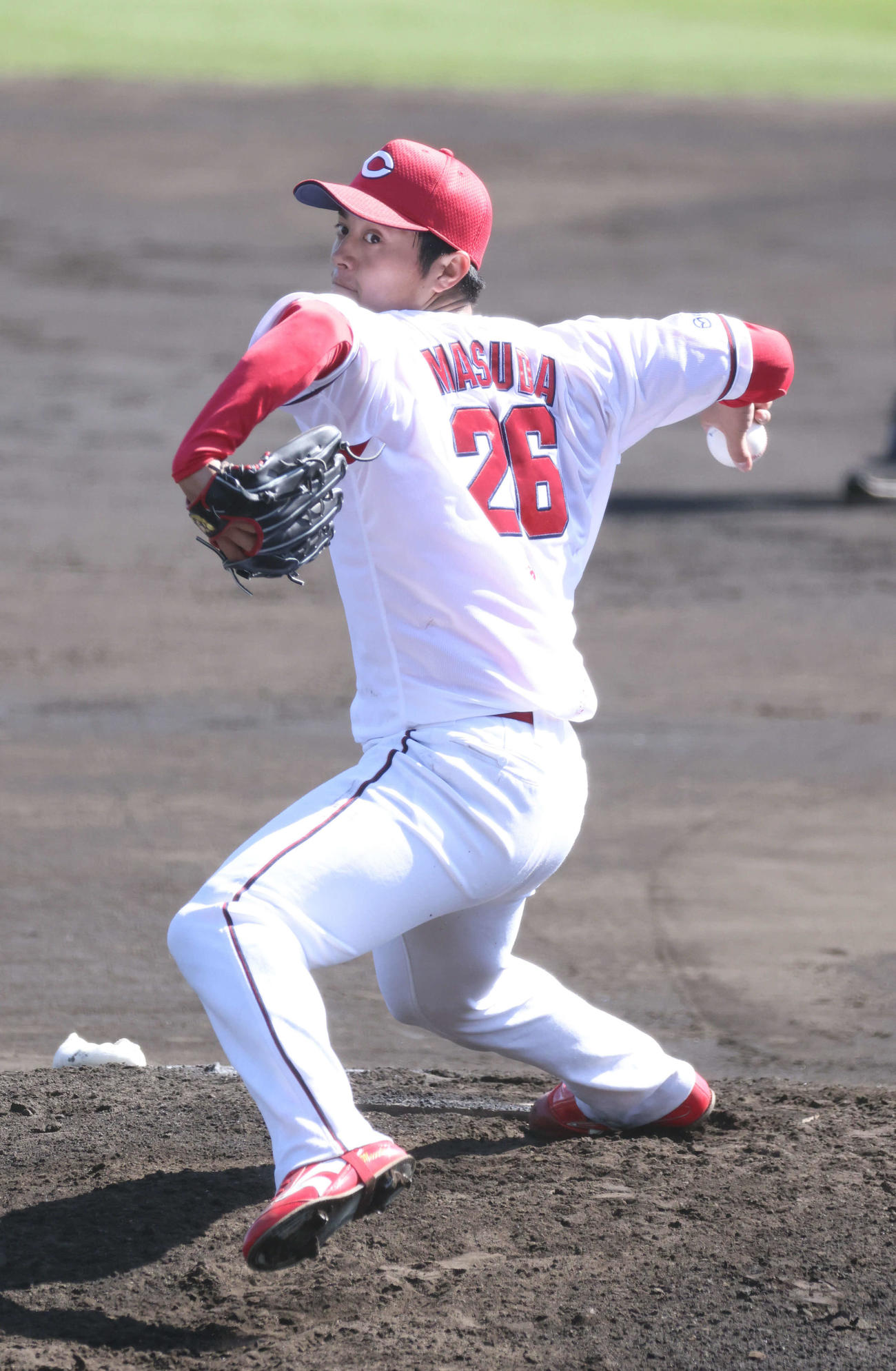練習試合広島対楽天　6回表楽天、広島4番手、ドラフト3位の益田（撮影・加藤孝規）