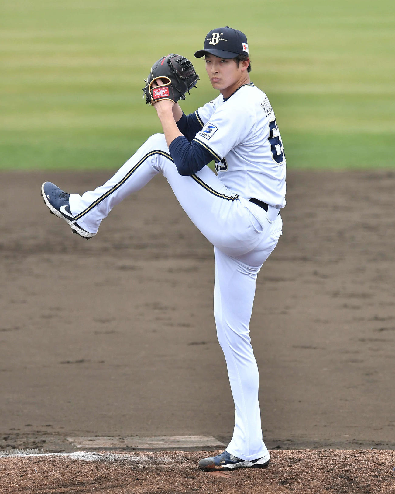 練習試合　オリックスA班対DeNA2軍　5回表から登板した山崎颯（撮影・岩下翔太）