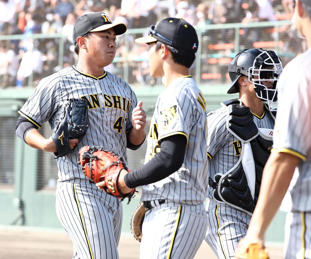 中日対阪神練習試合　6回、中日打線につかまり7失点した桐敷（撮影・上田博志）