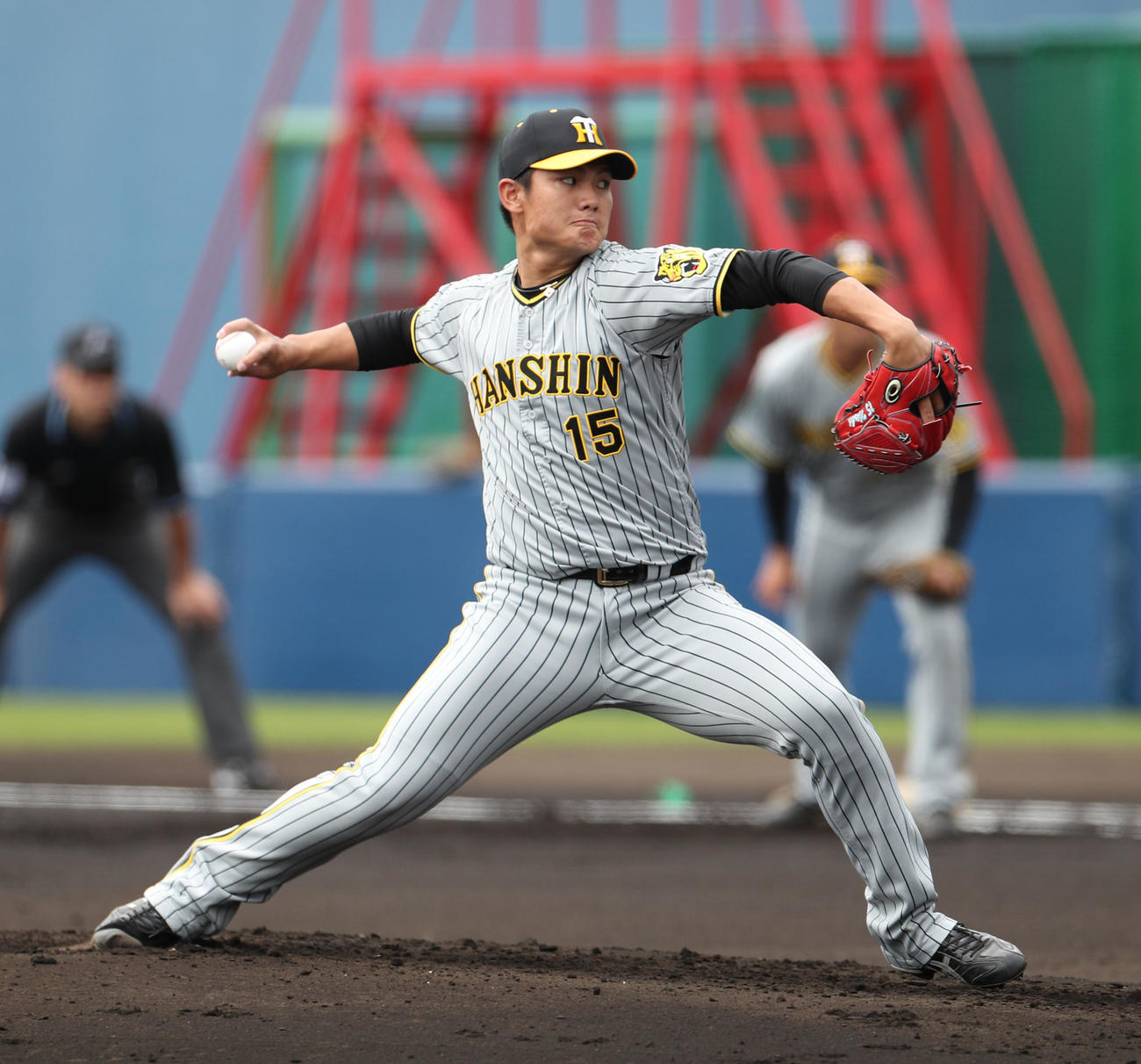 日本ハム対阪神　阪神先発の西純（撮影・佐藤翔太）