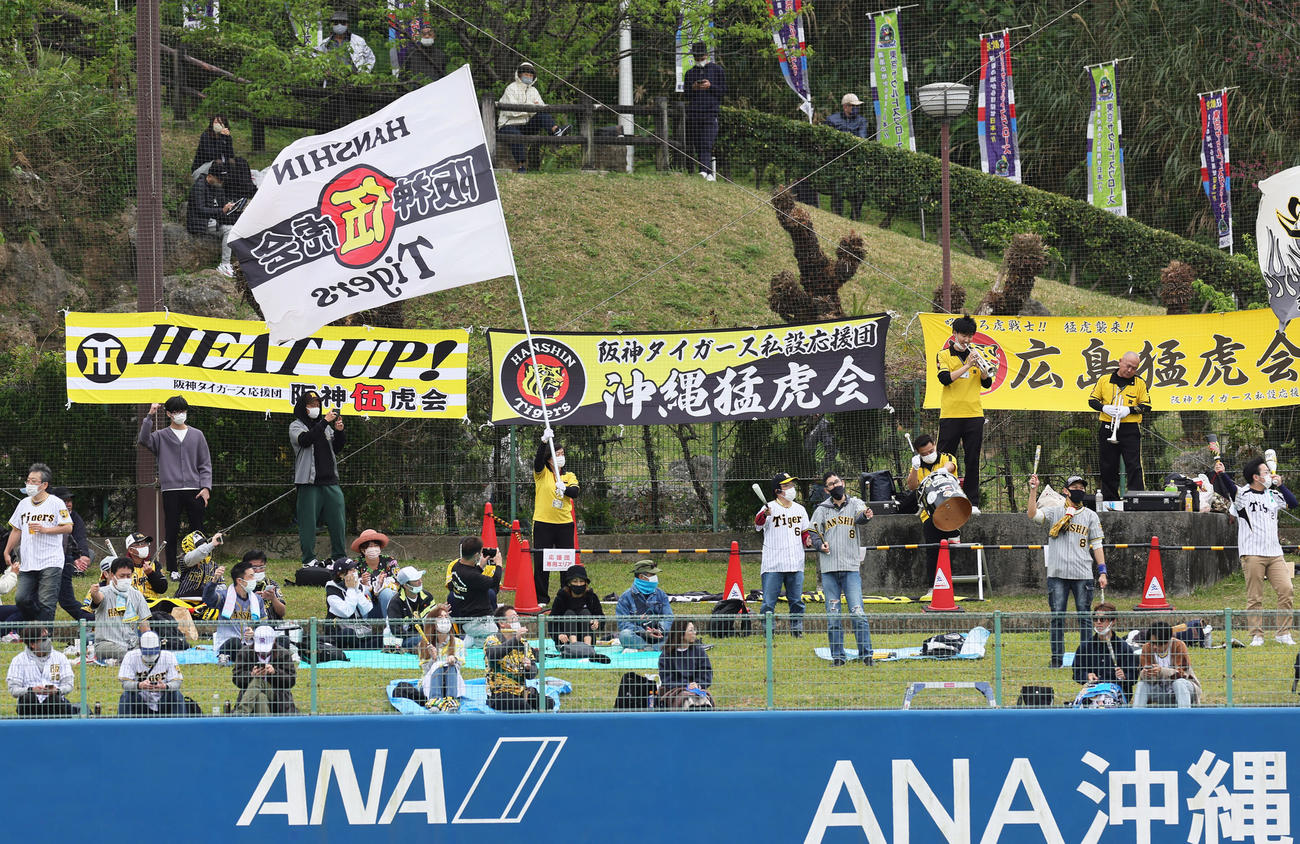 ヤクルト対阪神　声出し応援する阪神ファン（撮影・足立雅史）