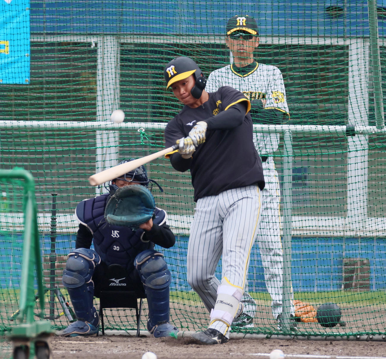 ヤクルト対阪神　試合前、打撃練習を行う森下（撮影・加藤哉）