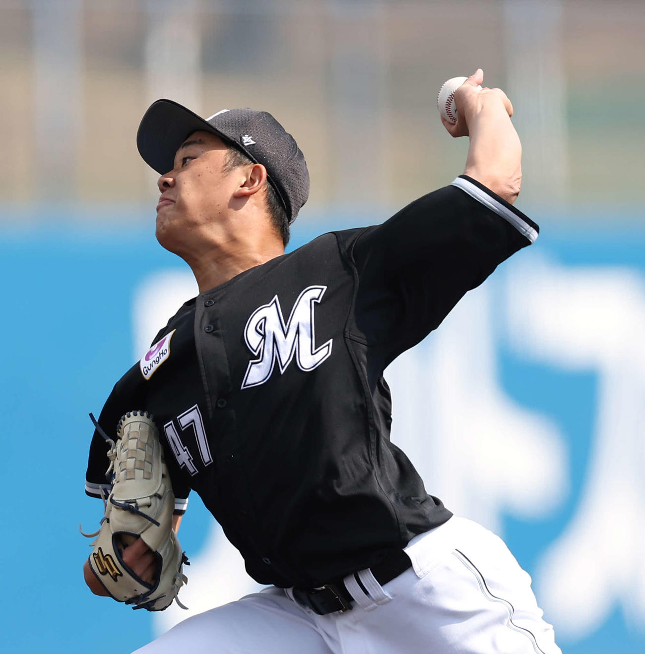 西武対ロッテ　ロッテ先発の鈴木（撮影・河田真司）